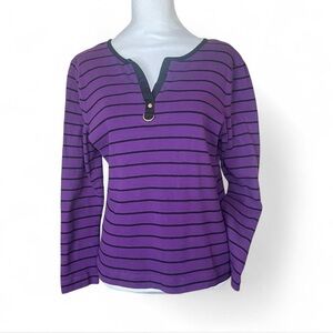 Ralph Lauren Purple Striped Long Sleeve Top